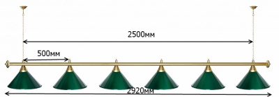 Светильник STARTBILLIARDS 6 плафонов, зеленый/золото